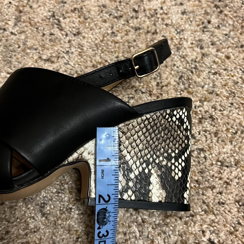 Talbot’s Black Leather And Python Print Wedge San… - image 8